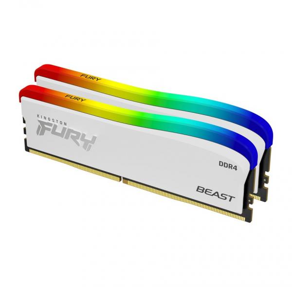 Kingston FURY Beast RGB 16GB DIMM, Kit of 2 3200MHz, DDR4 CL16, White