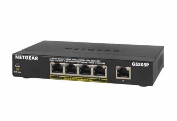 Netgear Switch, GS305P 5PT GE Unmanaged Switch with PoE+