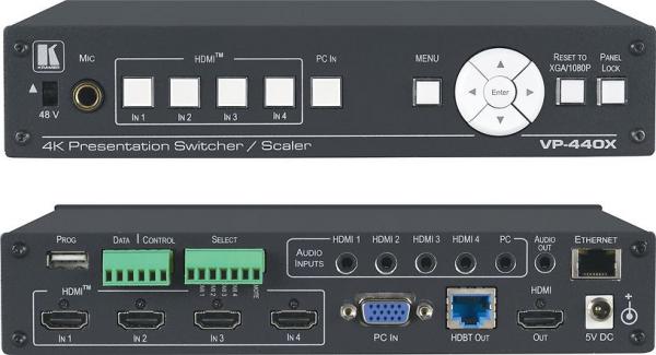 Kramer VP-440X - 18Gbps 4K Presentation Switcher/Scaler with HDBaseT & HDMI simultaneous outputs