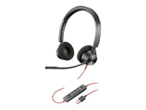 Poly BLACKWIRE 3320 On-the-head Stereo headset, MS Teams certified,  with USB-A connection