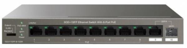 Tenda 10x1G @ 8x PoE+ Ethernet switch 92W 1x 100/1000 SFP