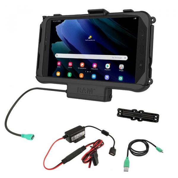 RAM Mounts RAM Powered Dockin Tab Active3:lle ja Active2:lle kiinteällä laturilla, musta