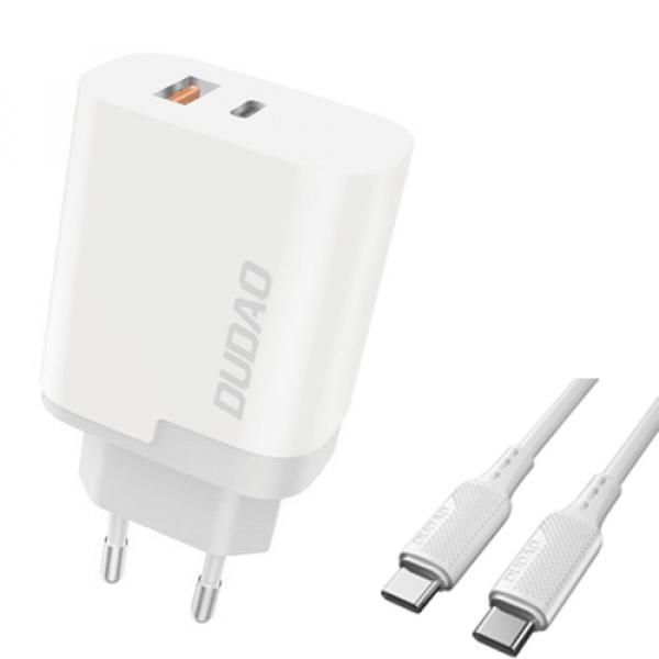 Dudao USB / USB wall charger Type C Power Delivery Quick Charge 3.0 3A 22.5W white (A6xsEU white)