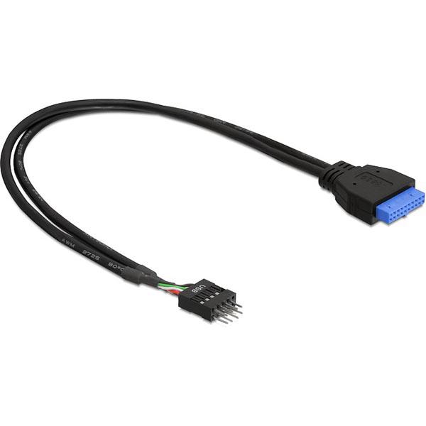 DeLOCK sisäinen kaapeli USB 3.0-USB 2.0, IDC20 na- IDC10 ur, 0,3m musta