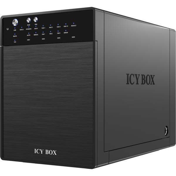 ICY BOX RAID-kotelo 4x3,5" SATA-HDD-levylle, USB3/eSATA, musta