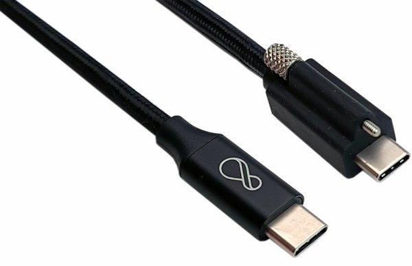 Ochno USB-C - Cable Gen2, 2m, black, one end with screw lock. Locking Screw to C-Male, Gen2/5A, 0.5m