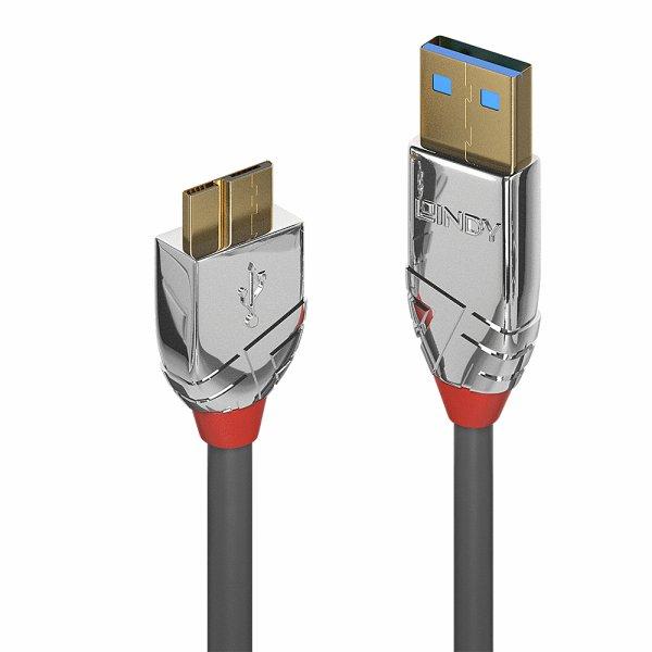 Lindy 0,5m USB 3.0 Type A to Micro-B Cable, Cromo Line