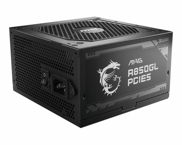 MSI - MAG A850GL PCIE 5.0, 80 GOLD Fully Modular Gaming PSU, 12VHPWR Cable, ATX 3.0 Compatible, 850W Power Supply
