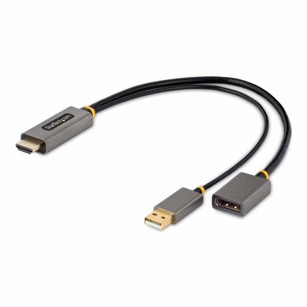 StarTech 0,3m Aktiivinen adapteri HDMI-lähteestä DisplayPort monitoriin tai projektoriin. Virransyöttö USB:lla. From HDMI source to DisplayPort, DP Monitor/Projector active 4K 60Hz USB.