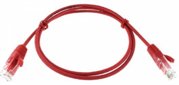 CAT6A U/UTP Thin RJ45 0.25m RED Patch Cable Latch Protection 30AWG, LSZH