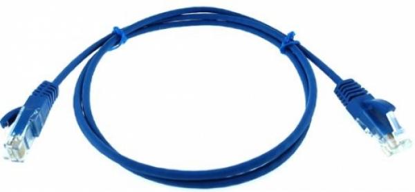CAT6A U/UTP Thin RJ45 0.5m BLUE Patch Cable Latch Protection 30AWG, LSZH