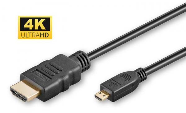 MicroConnect High Speed ​​HDMI 2.0 A - HDMI Micro D -kaapeli, Ethernet 2m