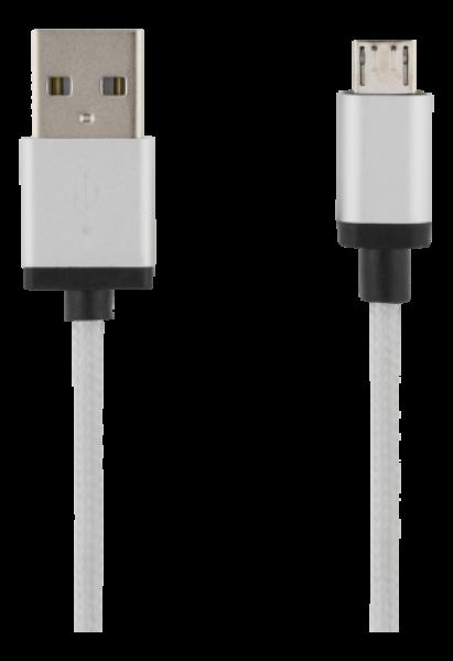 DELTACO USB-kaapeli, kangaspääll., Type A ur - Type Micro B, 1m, hopea