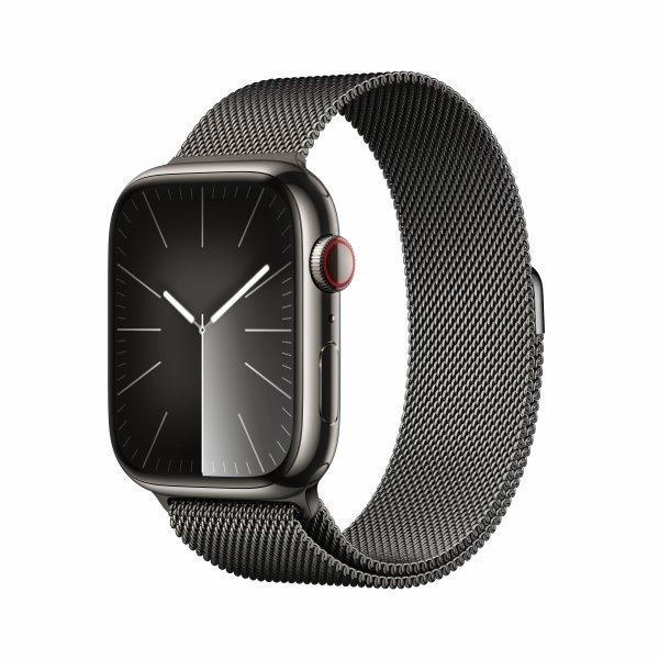 Apple Watch 9 Cell 45mm Edelst. Graphit Milanese Loop