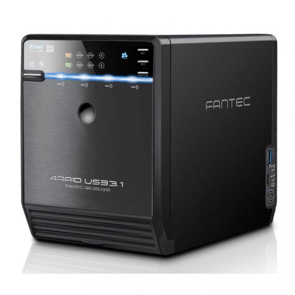FANTEC QB-35U31R black, 4x3,5" SATA RAID HDD USB3.1, type-C, 10G with USB type-C and type-A HUB