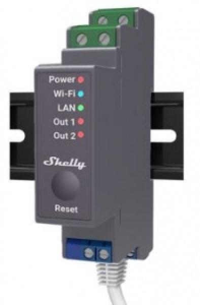 Shelly PRO 2 WiFi/LAN rele 2x 230VAC @ 16A Max load 25A