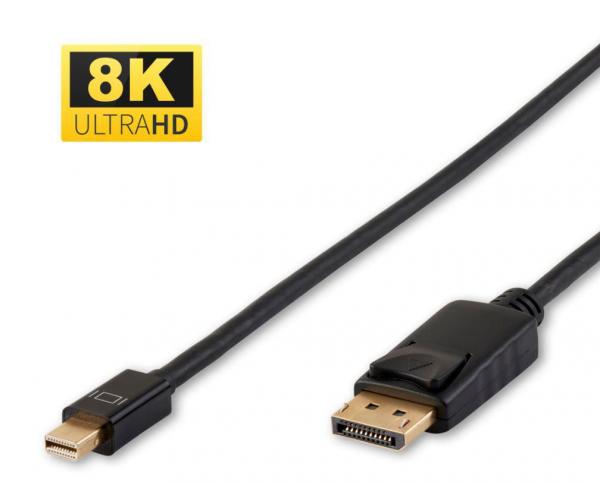 MicroConnect Mini DisplayPort 1.4 to DisplayPort Cable, 2m. 32,4 Gbit/s