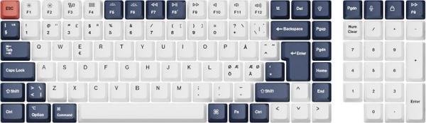 Keychron PBT Full Keycap Set - Blueish Black White 141 Keys ISO Nordic