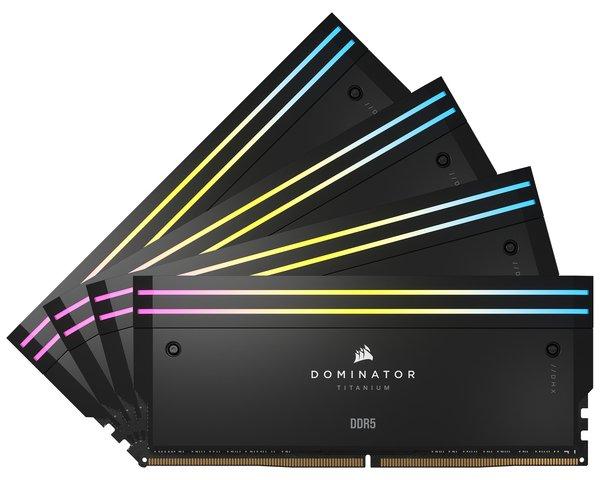 CORSAIR DOMINATOR TITANIUM RGB 64GB 4x16GB DDR5 6400MT/s DIMM Unbuffered 32-40-40-84 Std PMIC XMP 3.0 Black Heatspreader 1.4V