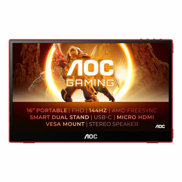 AOC Gaming 16G3 15.6tommer 1920 x 1080 USB-C 3.2 HDMI Micro HDMI 144Hz