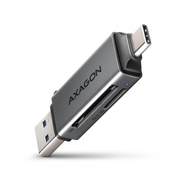 AXAGON CRE-DAC SUPERSPEED USB-C + USB-A CARD READER External USB 3.2 Gen1 Type-C+Type-A 2-slot SD/microSD