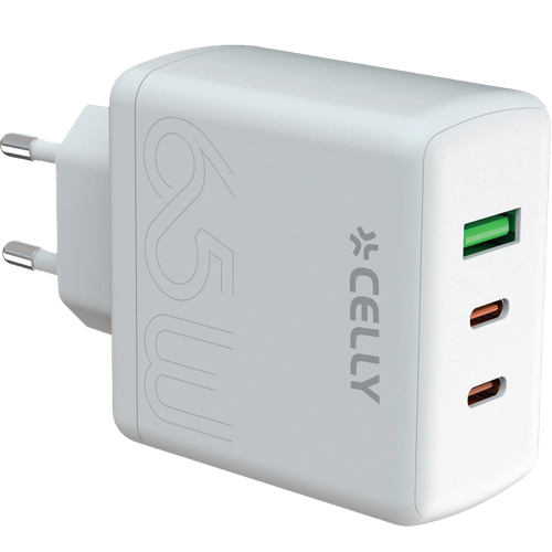 CELLY 65W GAN WALL CHARGER 2 USB-C/1 USB-A