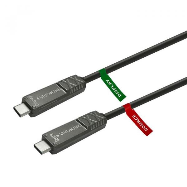 Vivolink USB-C–USB-C-kaapeli 12,5 m USB3.2 Tukee 20 Gbps:n datanopeutta Yrityksille sertifioitu