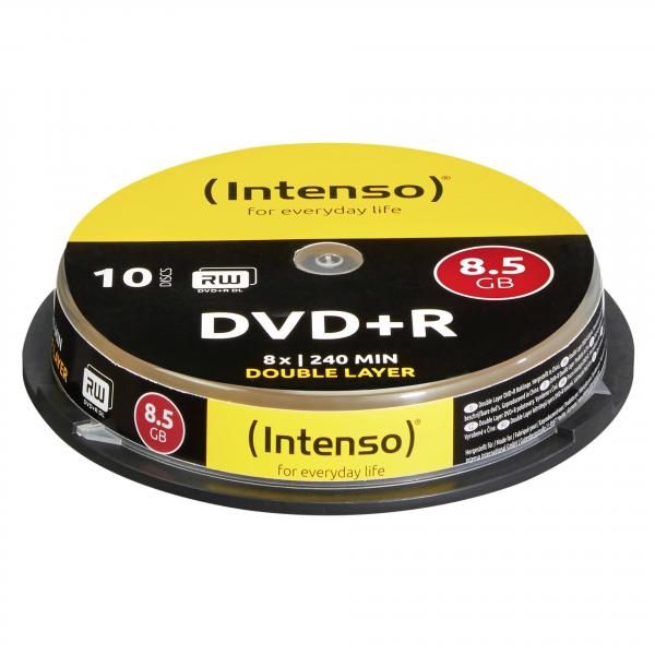 10 kpl Intenso DVD+R 8,5GB 8x Speed, Double Layer Cakebox