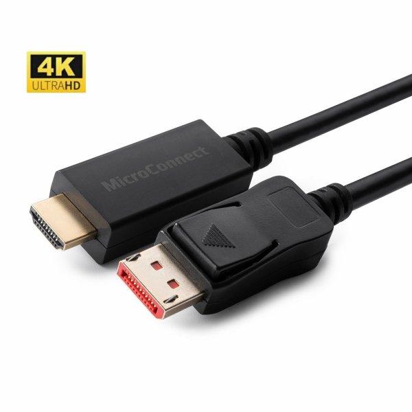 MicroConnect - Sovitinkaapeli - DisplayPort uros HDMI uros - 1 m - kolminkertaisesti suojattu - musta - 4K60Hz (4096 x 2160) tuki