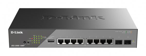 D-Link DSS 200G-10MP 8-porttinen 10/100/1000 PoE Gigabit Ethernet -valvontakytkin DSS-200G-10MP