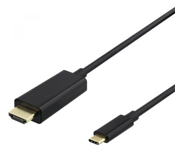 USB-C - HDMI cable, 4K UHD, gold plated, 1m, black
