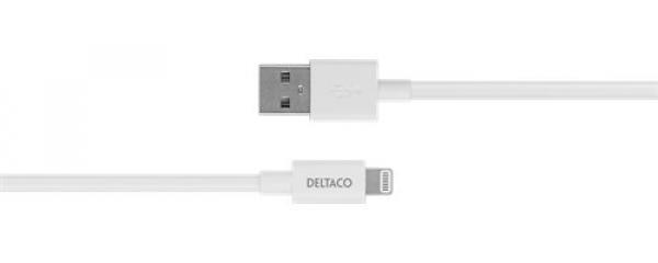DELTACO USB-A to Lightning, MFi C189, 0,5m, white
