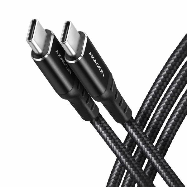AXAGON BUCM432-CM10AB USB-C - USB-C Cable, USB4 Gen 3x2 1m, PD 100W, 8K HD, ALU, braided Black