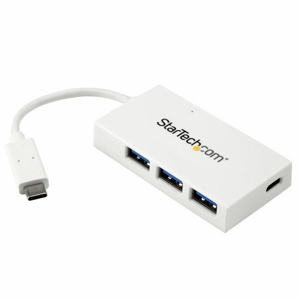 StarTech.com 4 Port USB C Hub 1x USB-C amp 3x USB-A (SuperSpeed 5Gbps) - USB Bus Powered - Portable/Laptop USB 3.0 Type-C Hub - White (HB30C3A1CFBW) Hub 4 porte USB