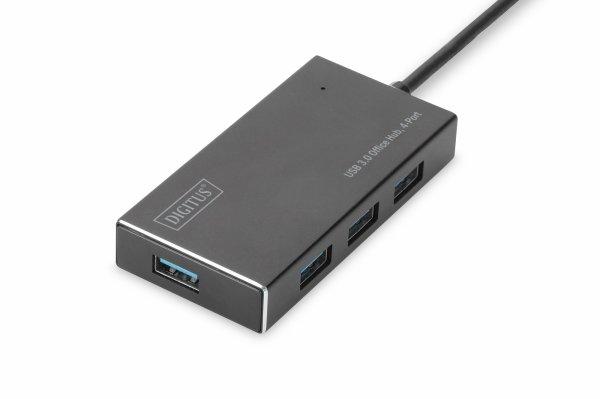 DIGITUS Hub 4-port USB 3.0 SuperSpeed, Power Supply, HQ aluminum