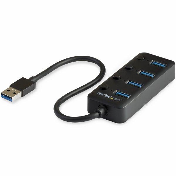 StarTech.com 4 Port USB 3.0 Hub - USB Type-A to 4x USB-A Individual On/Off Port es - SuperSpeed 5Gbps USB 3.1 Gen 1 - Bus Power (HB30A4AIB) Hub 4 porte USB