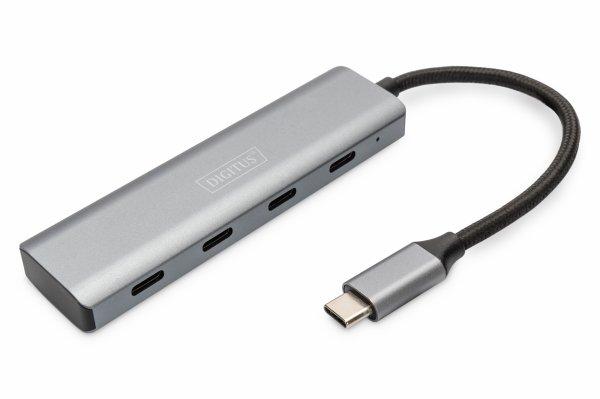 DIGITUS USB-C 4 Port HUB Alumin. Housing 4xUSB-C 3.1 Gen1,5Gbps