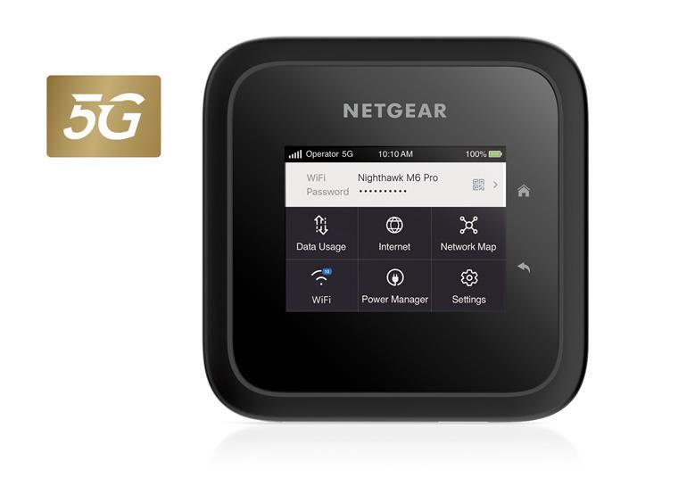 Netgear MR6450 - Nighthawk M6 5G WiFi 6e Mobile Hotspot Router, 1 kpl RJ-45 Ethernet LAN portti, akku.