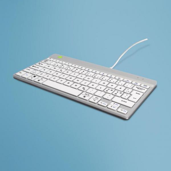R-Go Compact Break Ergonomic Keyboard, QWERTY (Nordic), Wired - White