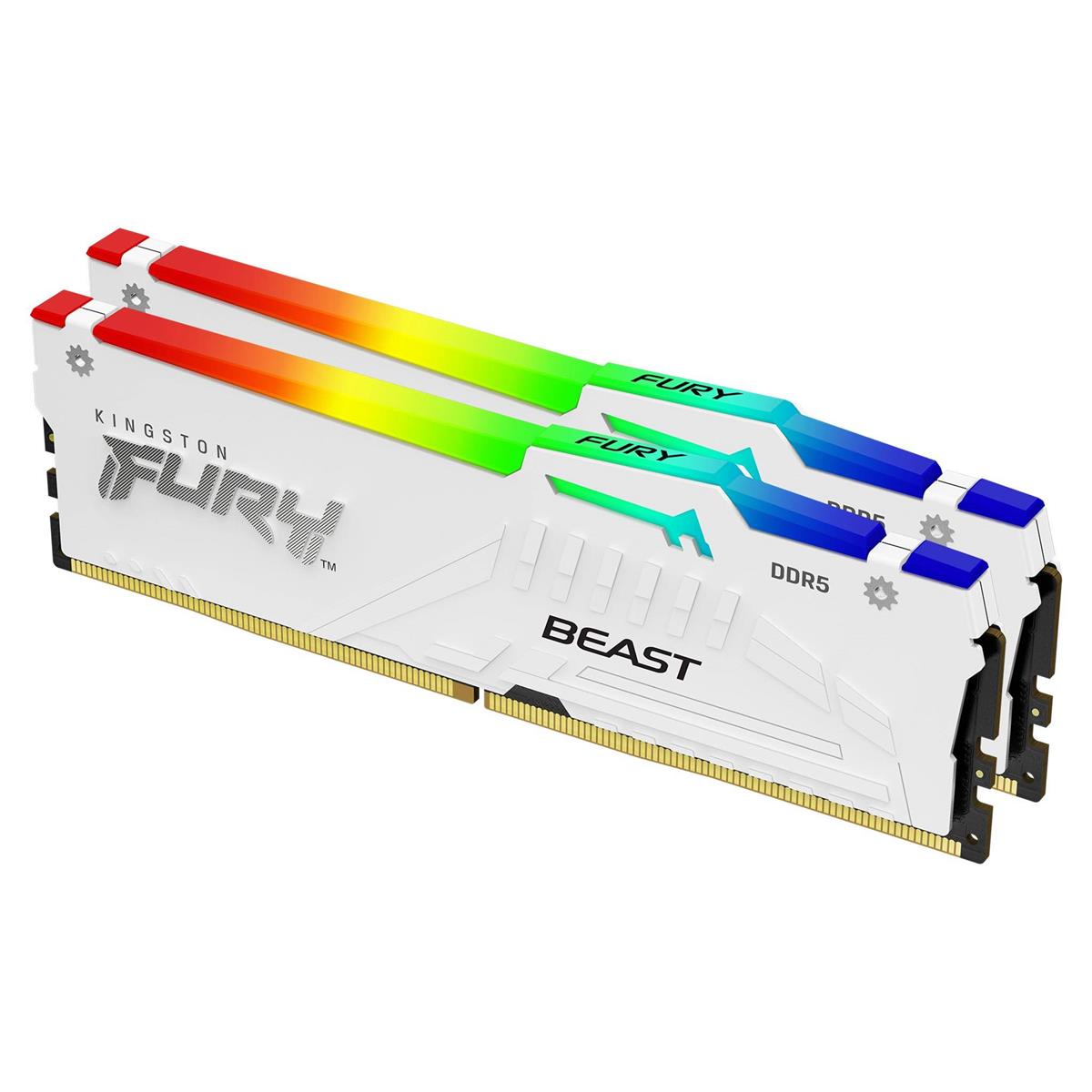 Kingston 64GB (2x32GB) DDR5 6400MHz CL32 FURY Beast White RGB EXPO