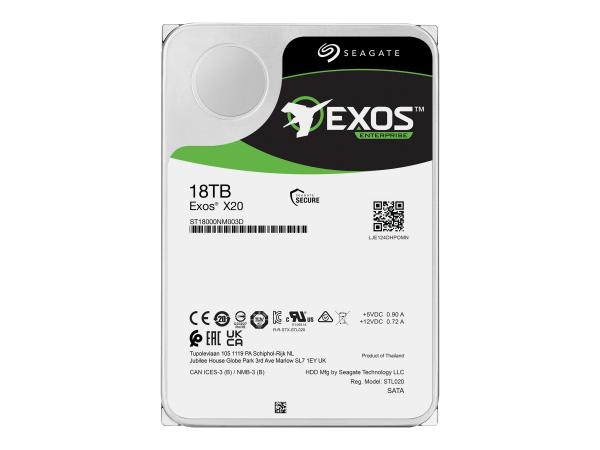 Seagate Exos X20 Harddisk ST18000NM003D 18TB SATA-600 7200rpm - FACTORY REFURBISHED - Tehdaskunnostettu, 1 vuoden takuu