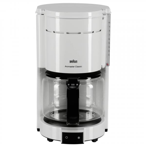 BRAUN KAHVINKEITIN KF47 WH Classic Line. Valkoinen - 10 kupin keitin. Teho 1000W, tippalukko.