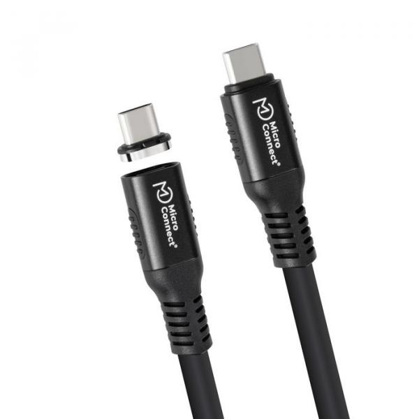 MicroConnect Premium USB4 nestemäisestä silikonista valmistettu magneettikaapeli, 20Gbps, 240W, 4K, 2m, musta
