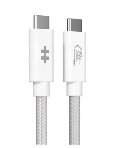 Hyper 1.2m, USB-C, 40Gbps, PD 3.1 240W, 8K@60Hz ja 4K@144Hz, valkoinen, 4mm, 60g