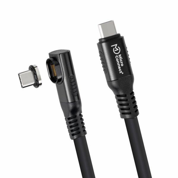 MicroConnect Premium Angled USB4 liquid silicone magnetic cable, 40Gbps, 240W, 8K, 1m, Black