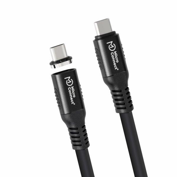 MicroConnect Premium USB4 nestemäisestä silikonista valmistettu magneettikaapeli, 40Gbps, 240W, 8K, 0.5m, musta