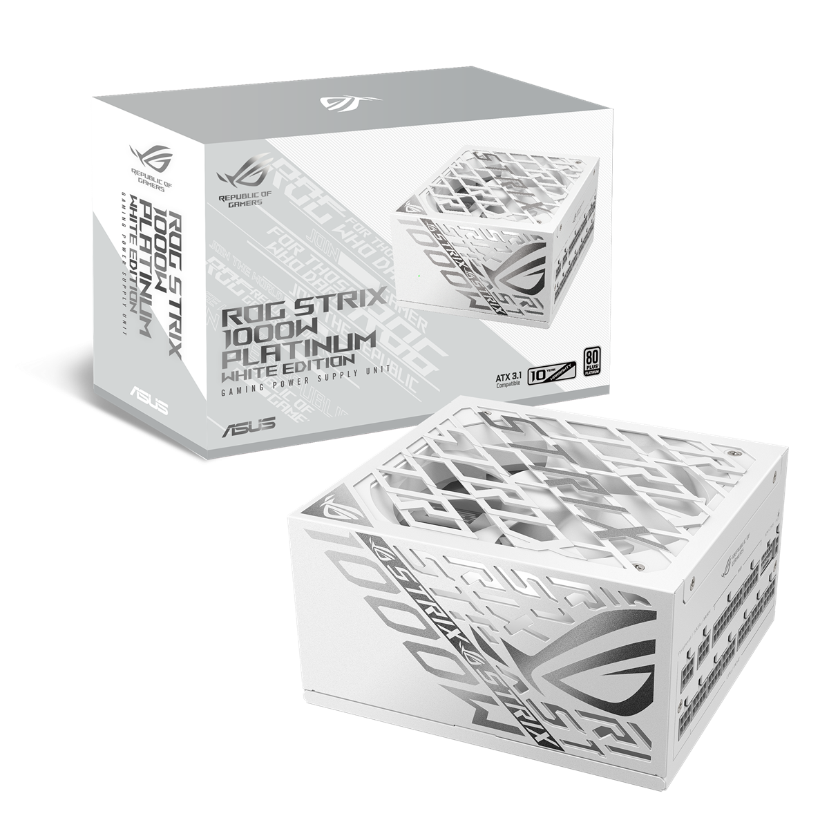 ASUS ROG Strix 1000W Platinum, 80 PLUS Platinum, modular, PCIe 5.1 - 1000 Watt, valkoinen