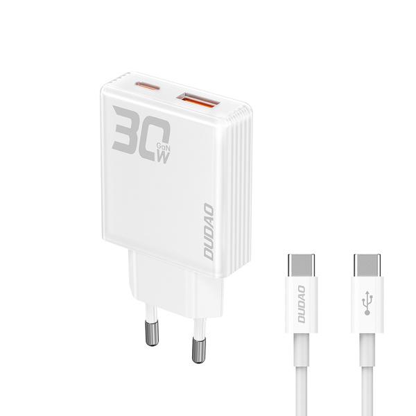 Dudao A30EU Adapteri 30W GaN 1xUSB-C 1xUSB-A (USB-C kaapeli mukana