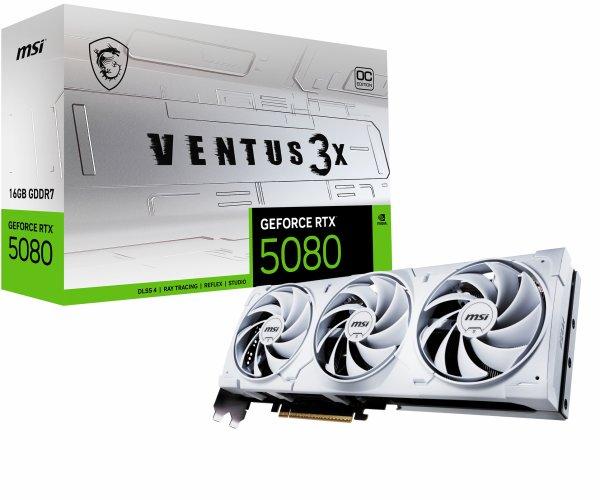 MSI VGA 16GB RTX5080 VENTUS 3X OC WHITE 16G 3xDP/HDMI GeForce RTX 5080 16G VENTUS 3X OC WHITE