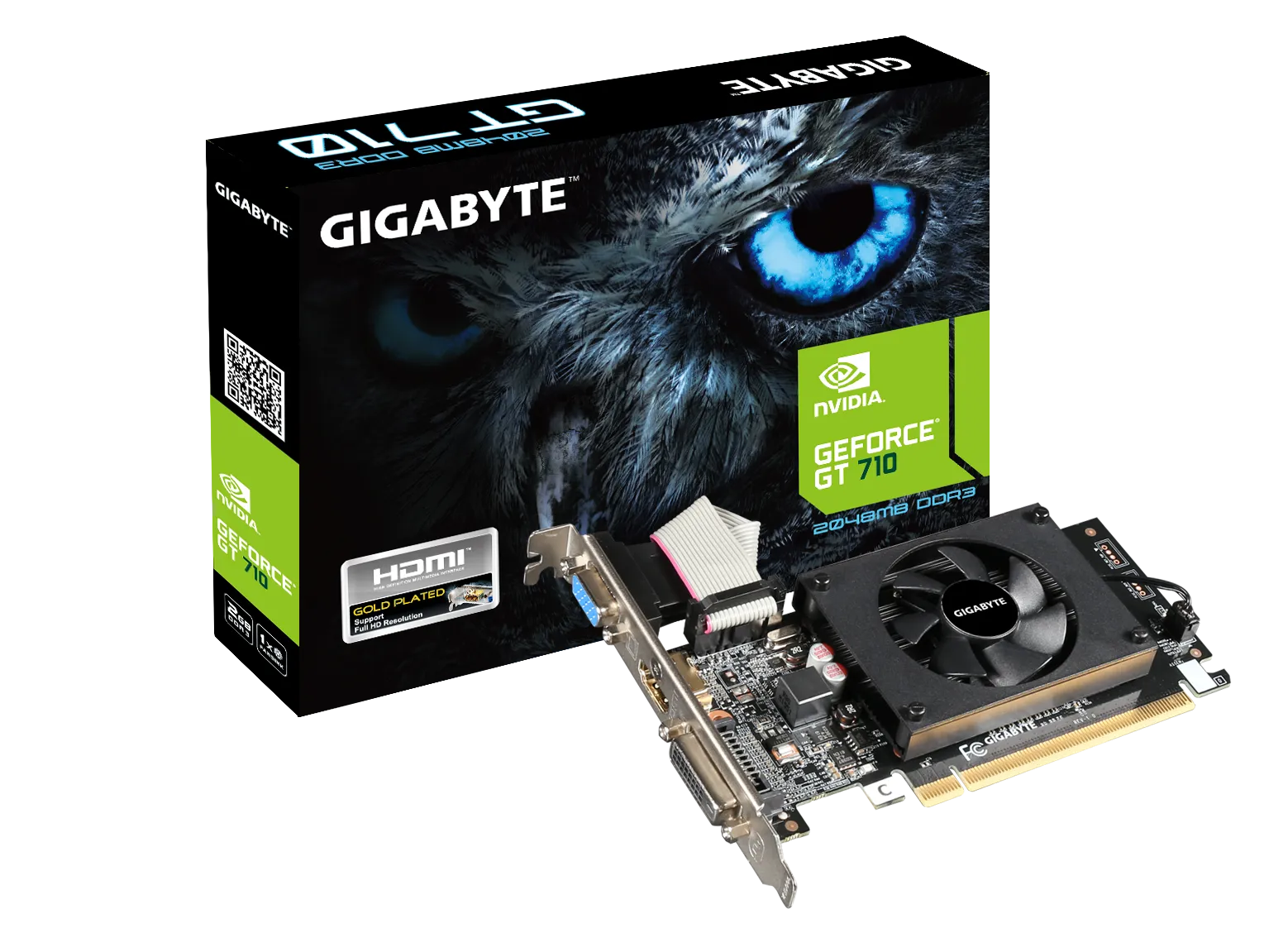 Gigabyte GT710 2GB GV-N710D3-2GL LP Active Fan DVI-D/VGA/HDMI